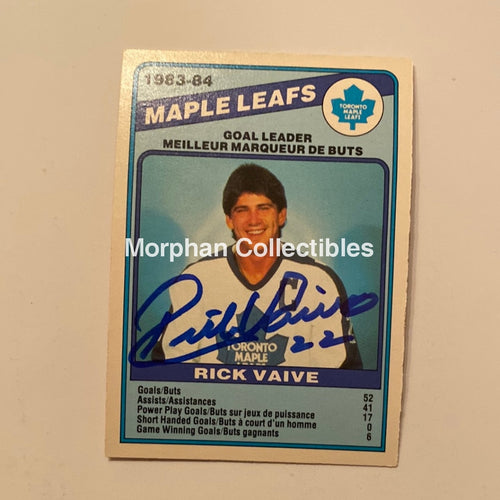 Rick Vaive - Autographed Card 1984/85 Gl Opc