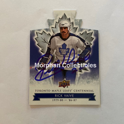 Rick Vaive - Autographed Card Leaf Centennial Die Cut