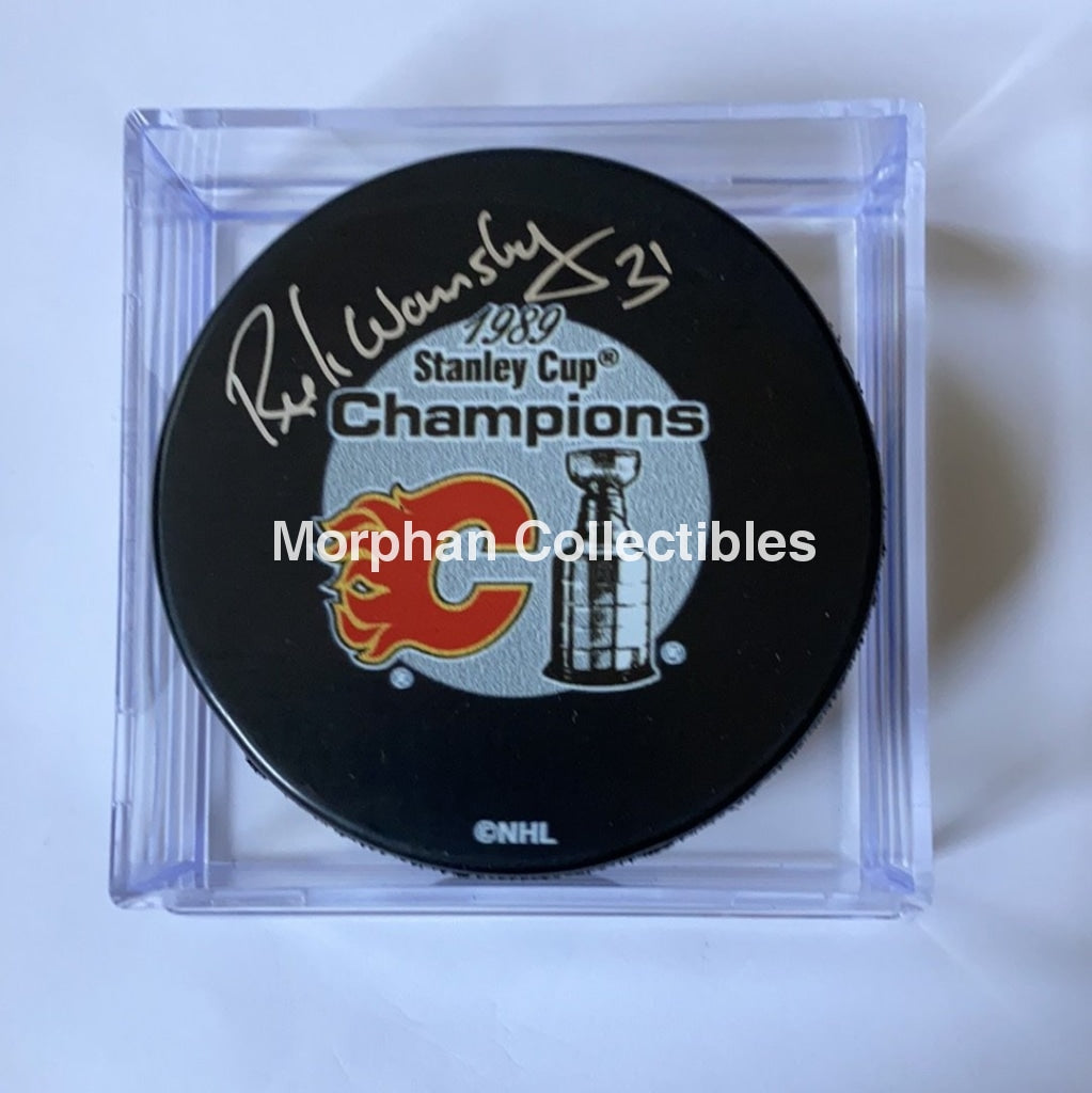 Rick Wamsley - Autographed Puck Calgary 1989 Stanley Cup