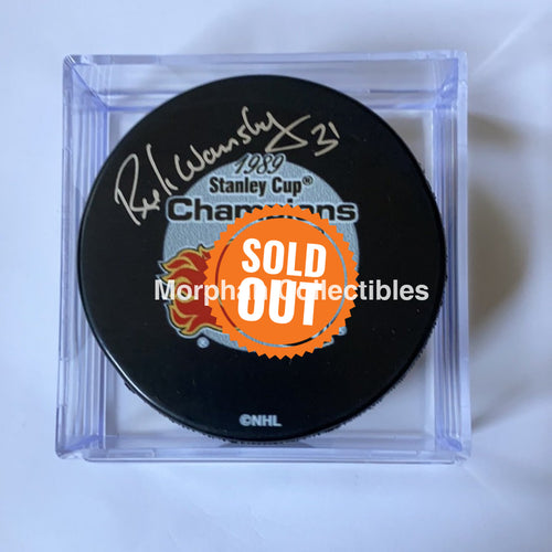 Rick Wamsley - Autographed Puck Calgary 1989 Stanley Cup