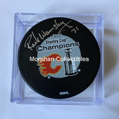 Rick Wamsley - Autographed Puck Calgary 1989 Stanley Cup