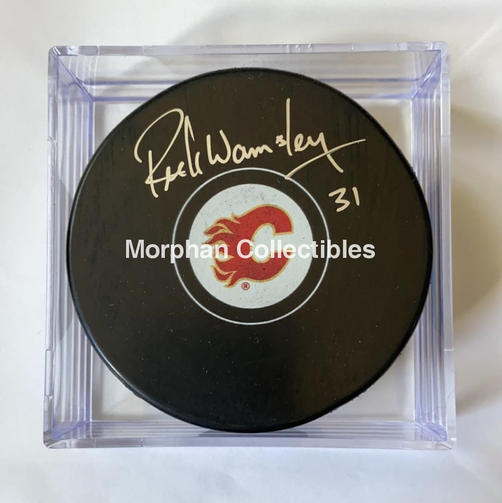 Rick Wamsley - Autographed Puck Calgary Flames