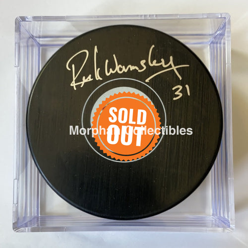 Rick Wamsley - Autographed Puck Calgary Flames