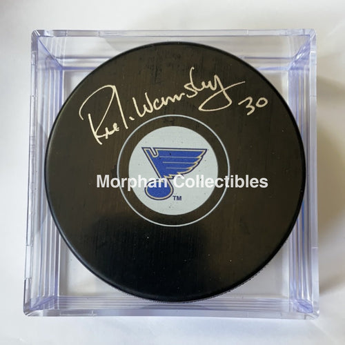 Rick Wamsley - Autographed Puck St Louis Blues