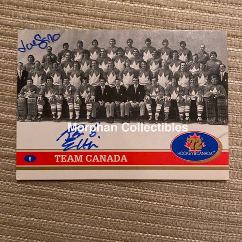 Ron Ellis And Joe Sgro Autographed Card - Team Canada 1972