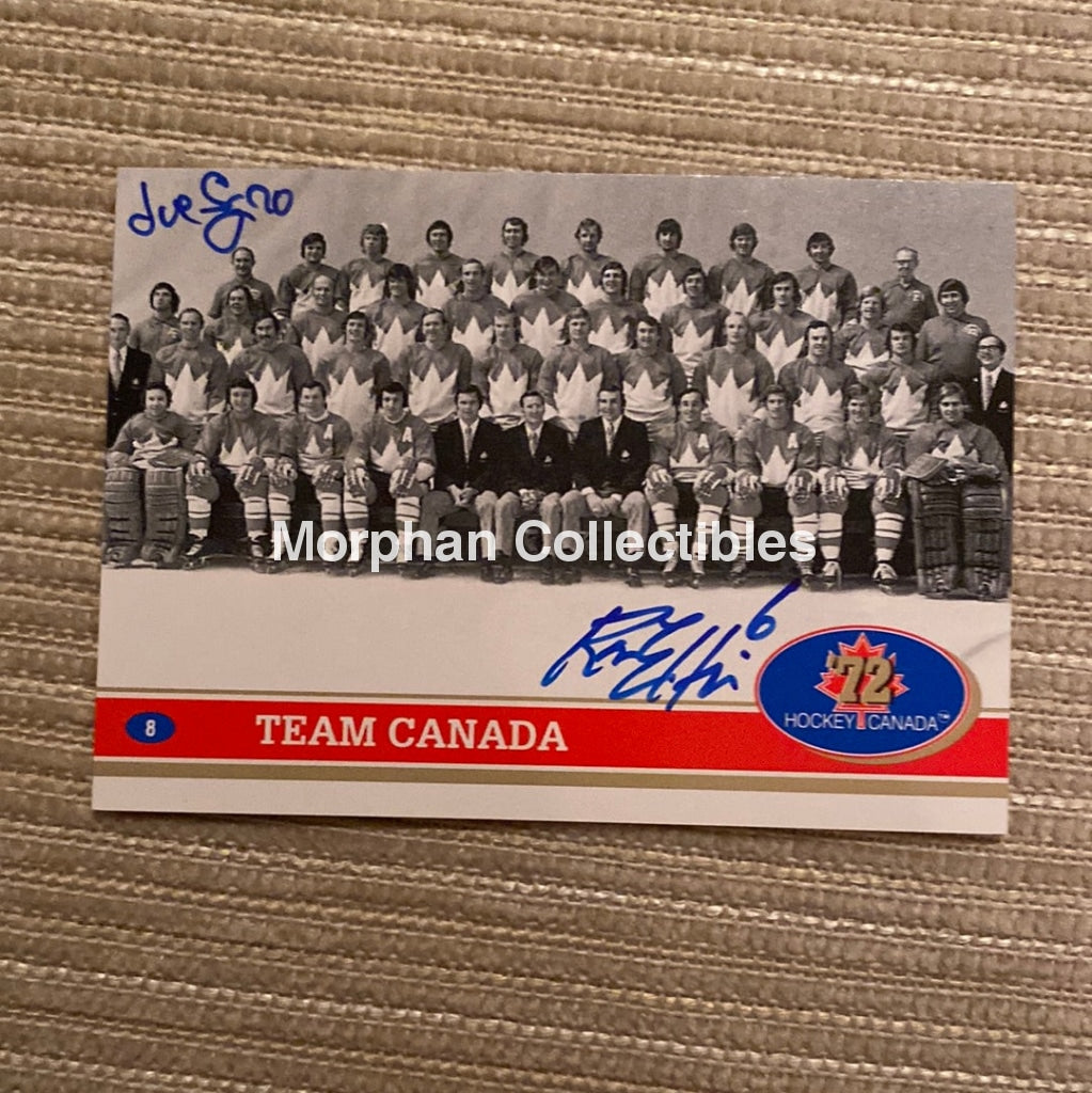 Ron Ellis And Joe Sgro Autographed Card - Team Canada 1972