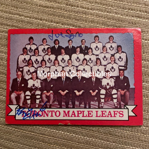 Ron Ellis And Joe Sgro Autographed Card - Toronto Maple Leafs Team Is In Fair Condition