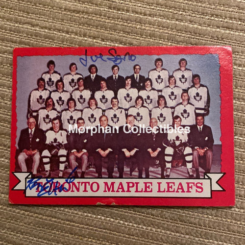 Ron Ellis And Joe Sgro Autographed Card - Toronto Maple Leafs Team Is In Fair Condition
