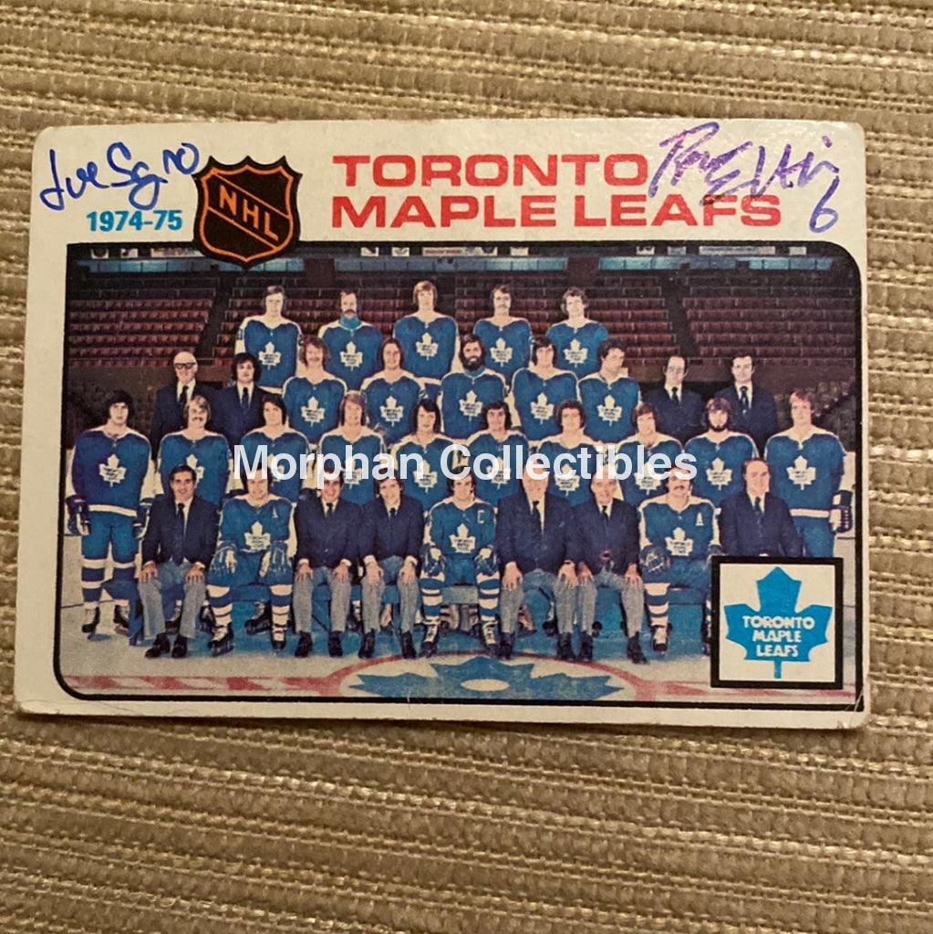 Ron Ellis And Joe Sgro Autographed Card - Toronto Maple Leafs Team Is In Fair Condition