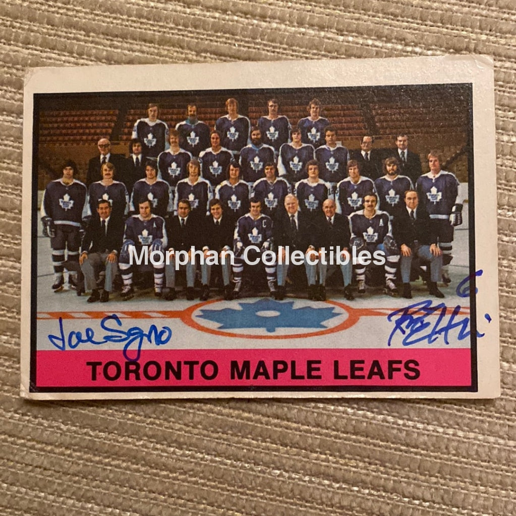 Ron Ellis And Joe Sgro Autographed Card - Toronto Maple Leafs Team Is In Fair Condition