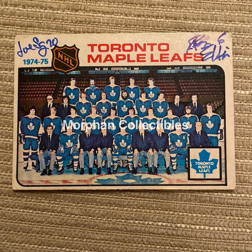 Ron Ellis And Joe Sgro Autographed Card - Toronto Maple Leafs Team Is In Fair Condition