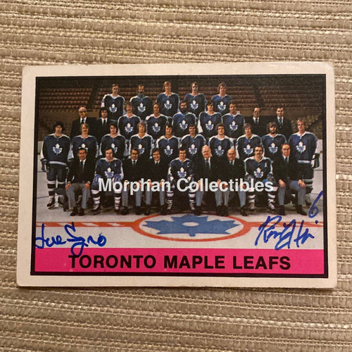 Ron Ellis And Joe Sgro Autographed Card - Toronto Maple Leafs Team Is In Good Condition