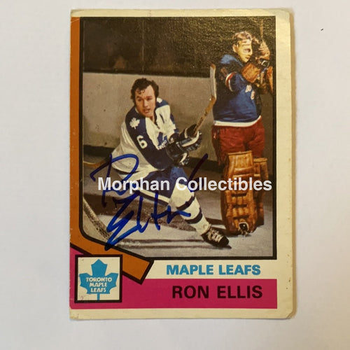 Ron Ellis - Autographed Card 1974-75 Opc