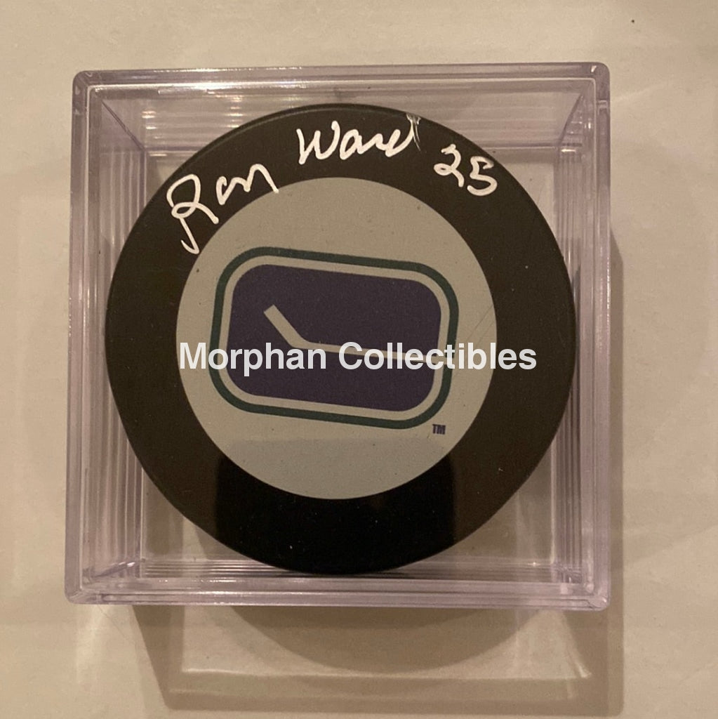 Ron Ward - Autographed Puck Vancouver Canucks
