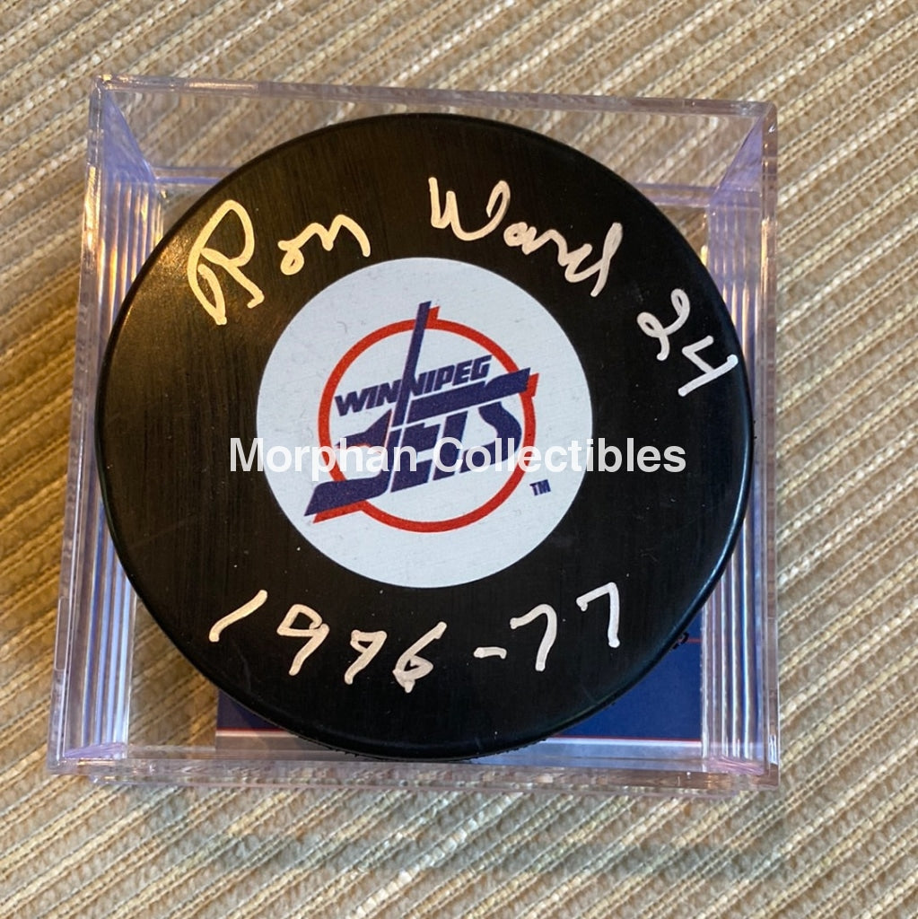 Ron Ward - Autographed Puck Winnipeg Jets