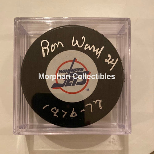 Ron Ward - Autographed Puck Winnipeg Jets