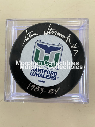 Steve Stoyanovich - Autographed Pucks Hartford Whalers Puck