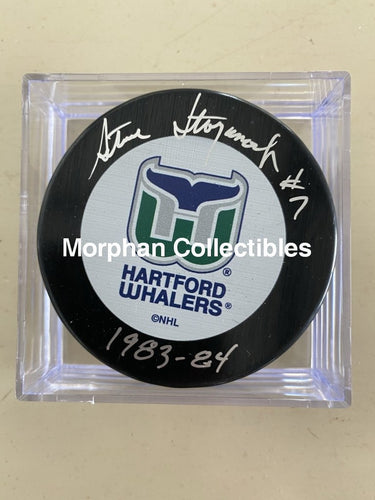 Steve Stoyanovich - Autographed Pucks Hartford Whalers Puck