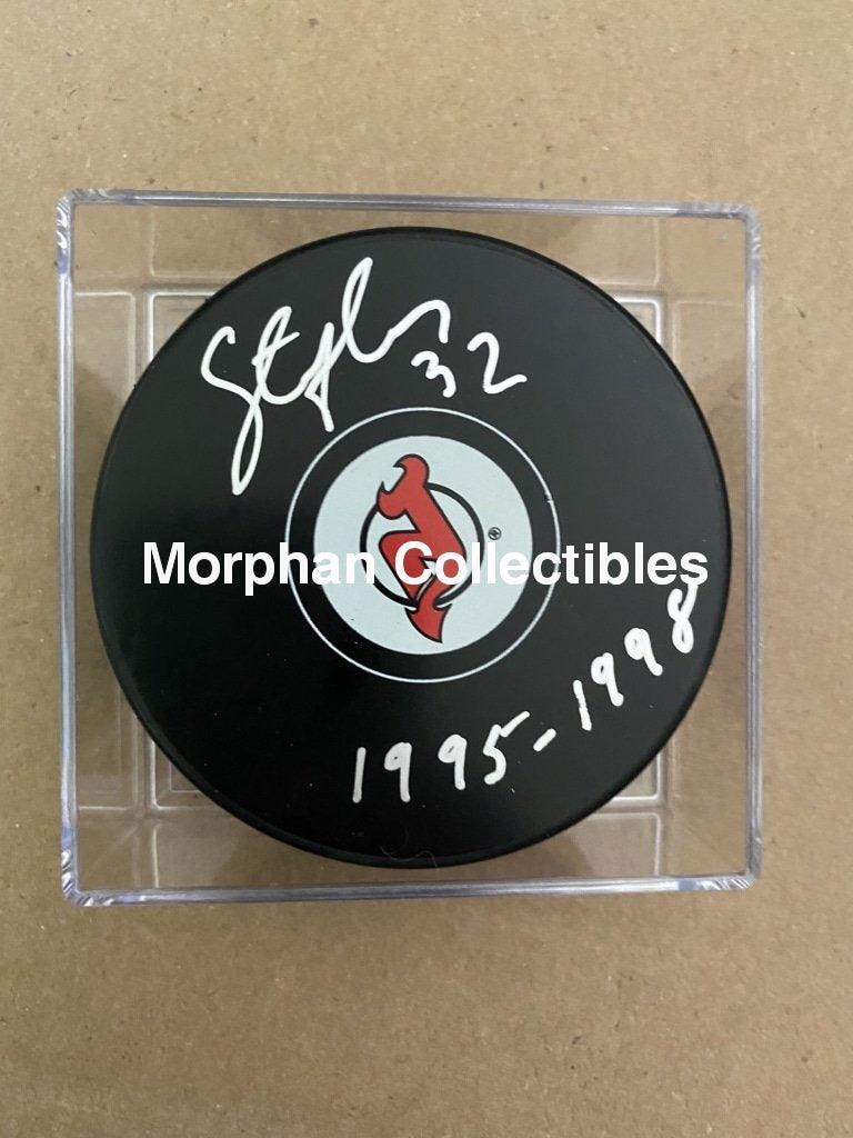 Steve Thomas - Autographed Puck New Jersey Devils