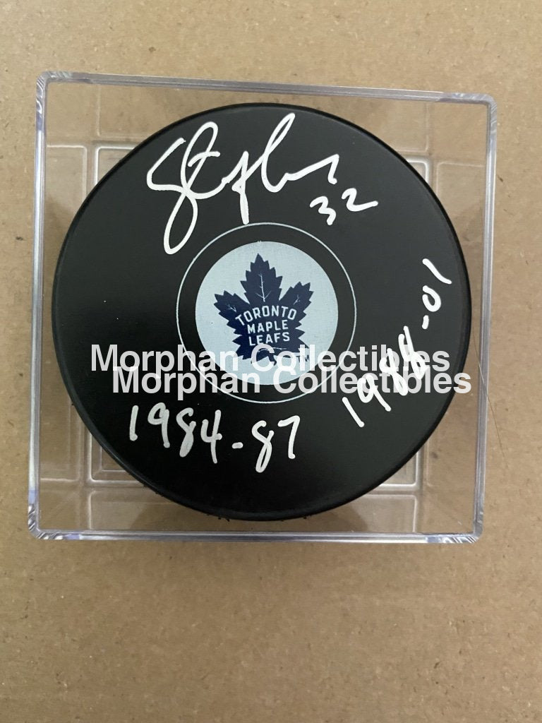 Steve Thomas - Autographed Puck Toronto Maple Leafs #1