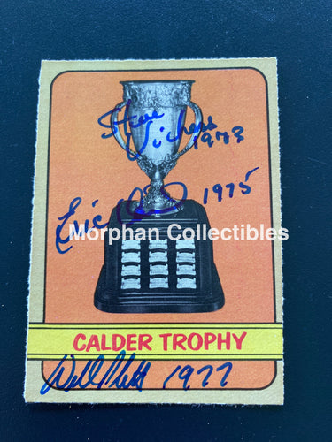 Steve Vickers ‘73 / Eric Vail ‘75 Willi Plett ‘77 - Autographed Card 1972-73 Opc Calder Cup