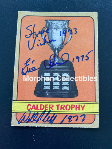 Steve Vickers ‘73 / Eric Vail ‘75 Willi Plett ‘77 - Autographed Card 1972-73 Opc Calder Cup