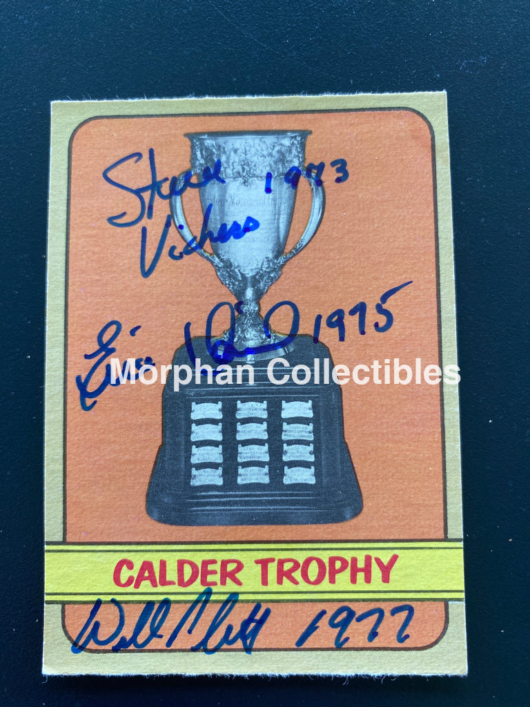 Steve Vickers ‘73 / Eric Vail ‘75 Willi Plett ‘77 - Autographed Card 1972-73 Opc Calder Cup