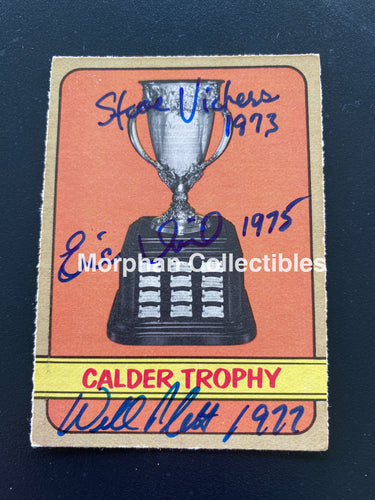 Steve Vickers ‘73 / Eric Vail ‘75 Willi Plett ‘77 - Autographed Card 1972-73 Opc Calder Cup