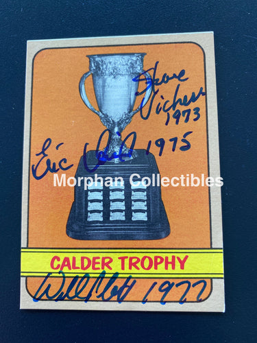 Steve Vickers ‘73 / Eric Vail ‘75 Willi Plett ‘77 - Autographed Card 1972-73 Topps Calder Cup