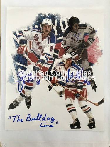 Steve Vickers - Autographed 8X10 Photos Bulldog Line With Tkaczuk And Fairbairn Photo