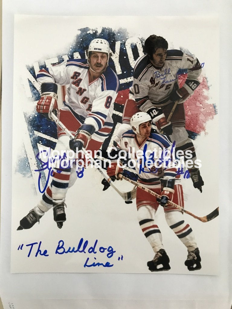 Steve Vickers - Autographed 8X10 Photos Bulldog Line With Tkaczuk And Fairbairn Photo