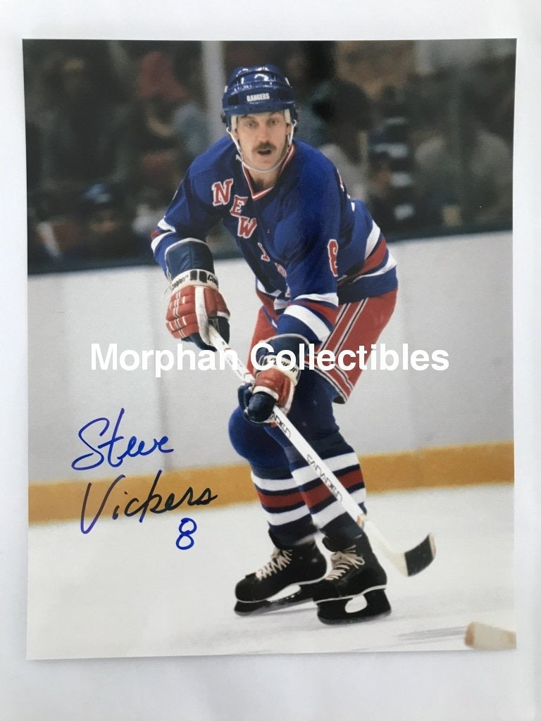 Steve Vickers - Autographed 8X10 Photos Blue Jersey #2 Photo