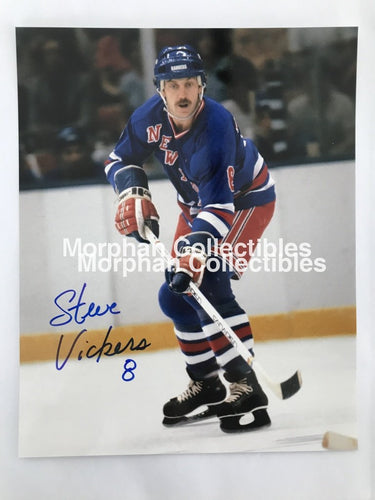 Steve Vickers - Autographed 8X10 Photos Blue Jersey #2 Photo