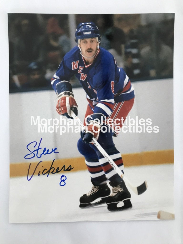 Steve Vickers - Autographed 8X10 Photos Blue Jersey #2 Photo