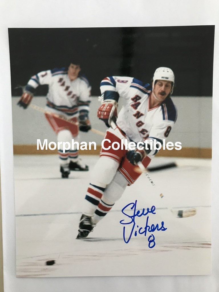 Steve Vickers - Autographed 8X10 Photos White Jersey #3 Photo