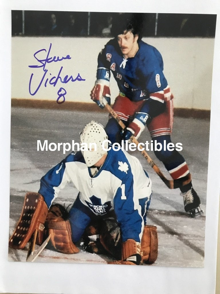 Steve Vickers - Autographed 8X10 Photos With Leaf Goalie Photo