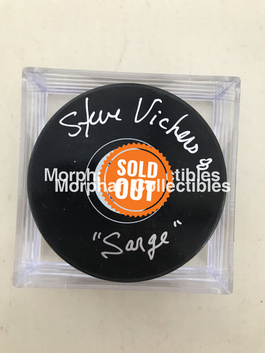 Steve Vickers - Autographed New York Rangers Puck Sarge