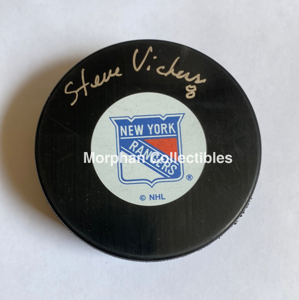 Steve Vickers - Autographed New York Rangers Puck Sarge