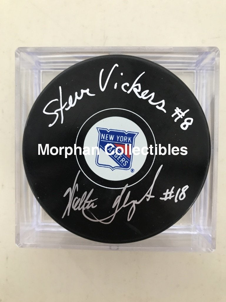 Steve Vickers - Autographed New York Rangers Puck