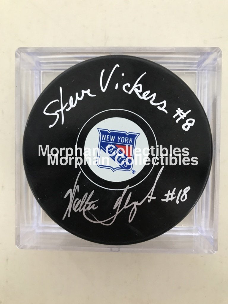 Steve Vickers - Autographed New York Rangers Puck