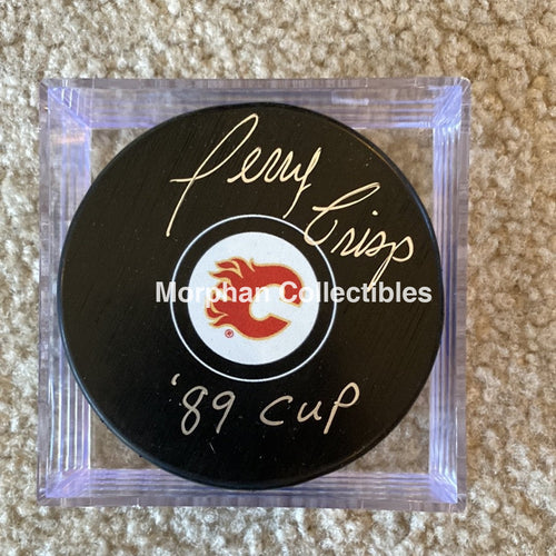 Terry Crisp - Autographed Puck Calgary Flames