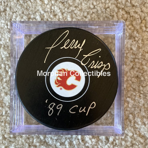 Terry Crisp - Autographed Puck Calgary Flames