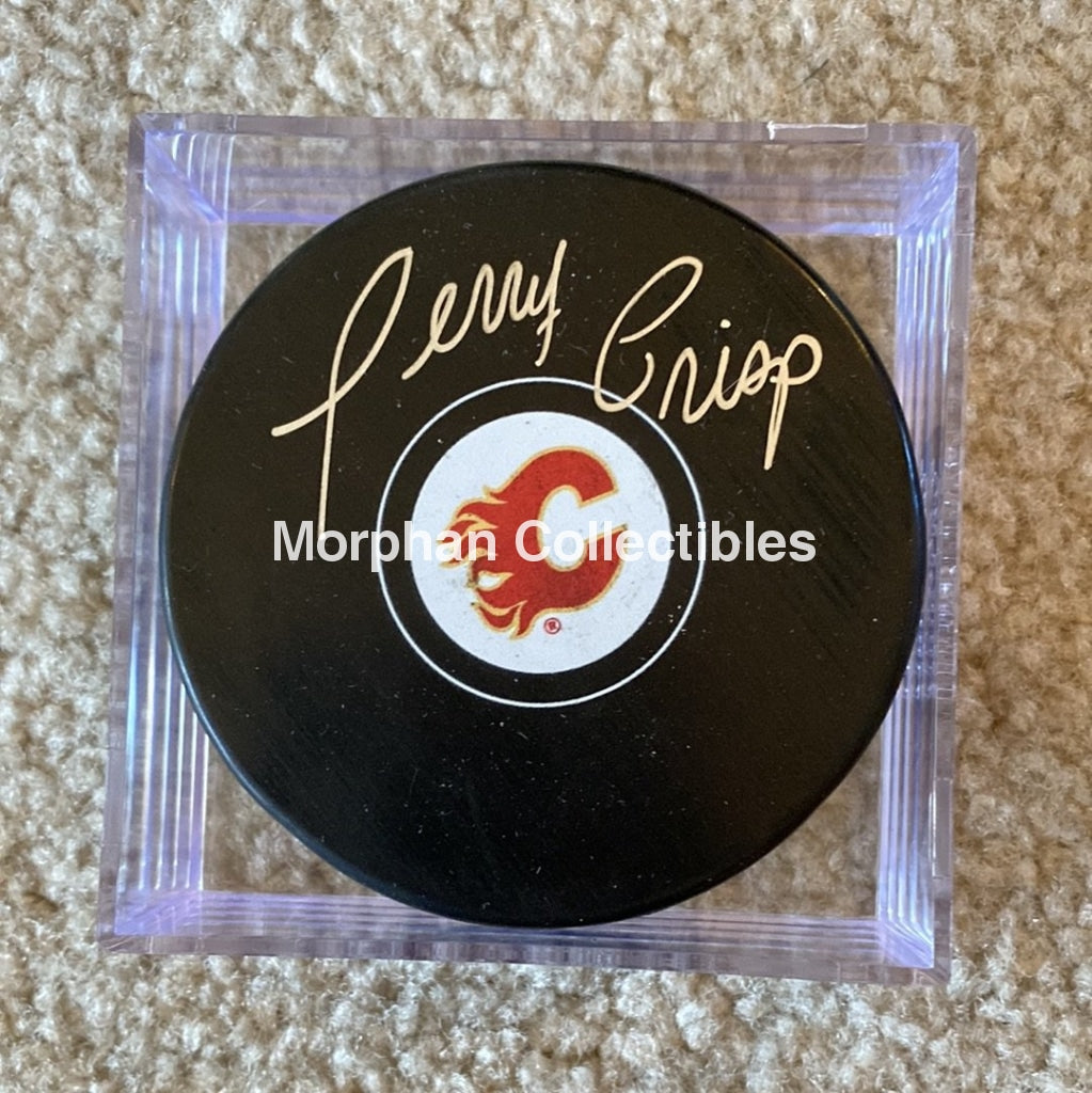 Terry Crisp - Autographed Puck Calgary Flames