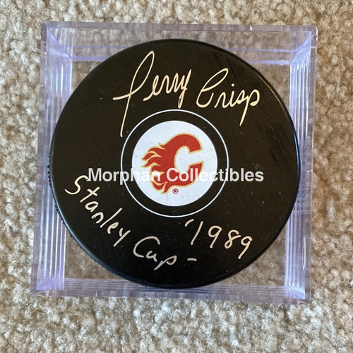 Terry Crisp - Autographed Puck Calgary Flames