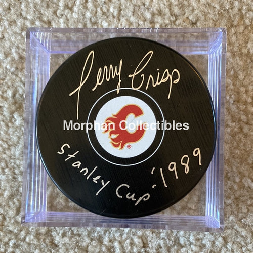 Terry Crisp - Autographed Puck Calgary Flames