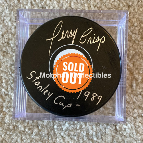 Terry Crisp - Autographed Puck Calgary Flames