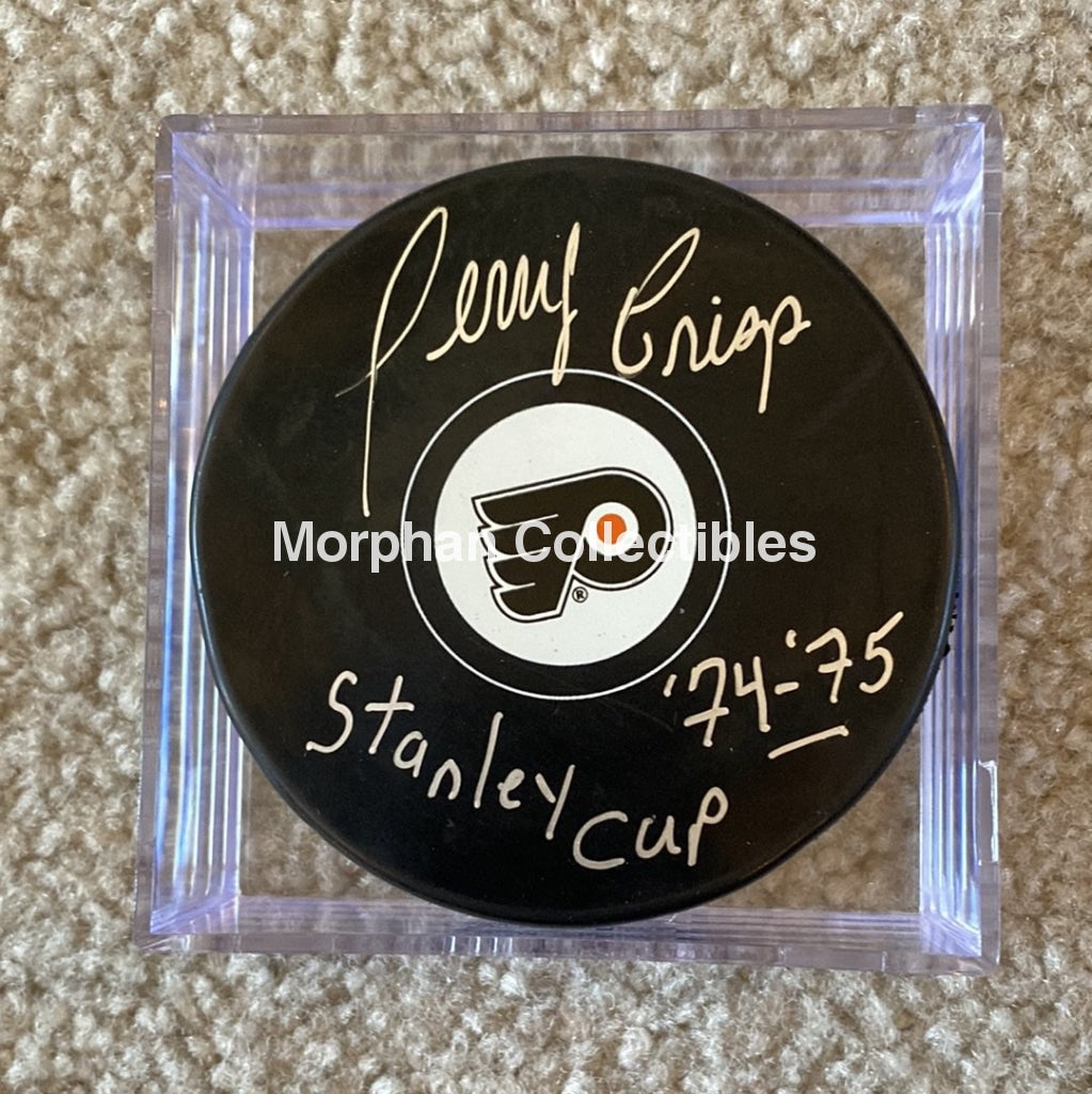 Terry Crisp - Autographed Puck Philadelphia Flyers