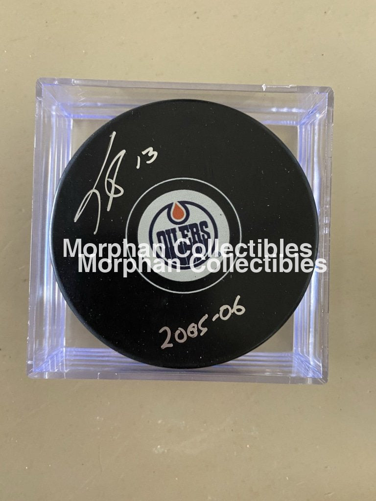 Todd Harvey Autographed Pucks Edmonton Oilers Puck