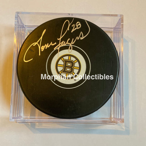 Tom Fergus - Autographed Boston Bruins Puck