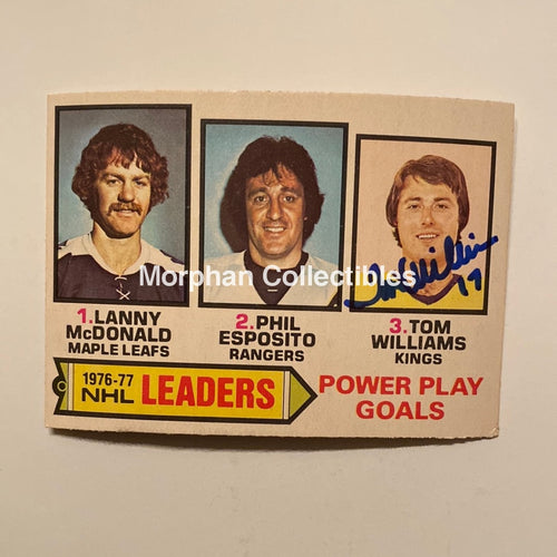 Tom Williams - Autographed Card 1977/78 Nhl Leaders Opc